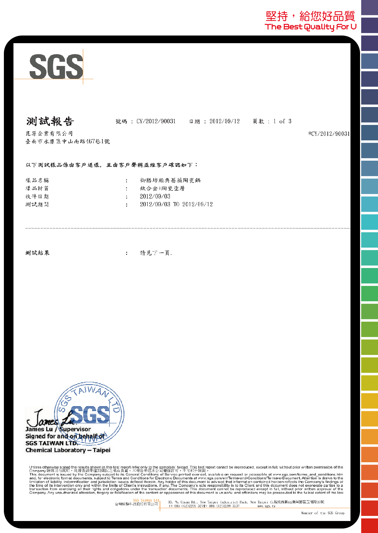 PTFC coating testing report